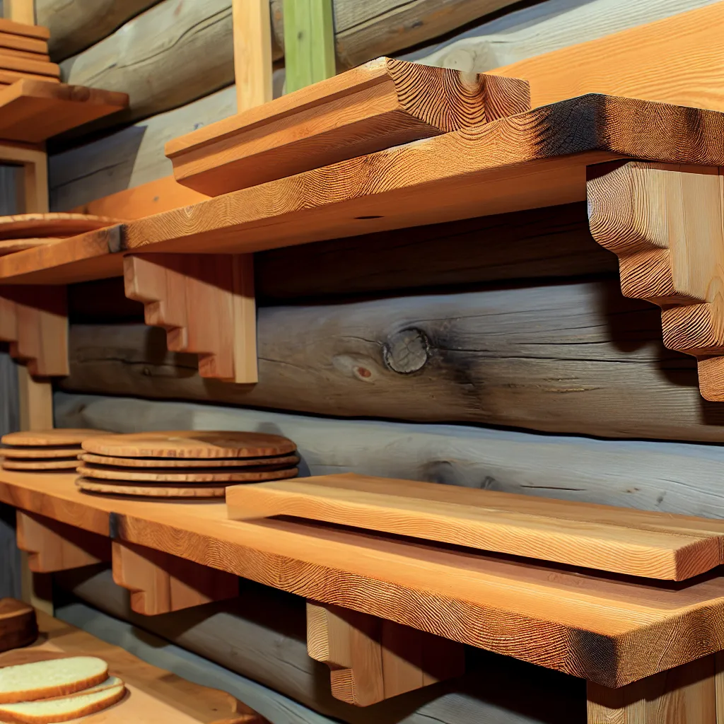 Handmade rustic kitchen shelves